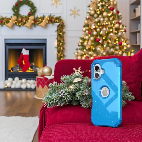 idweel for iPhone 16 case مع حامي الشاشة للرجال ، 3 في 1 في 1 صدمة رفيعة النحافة ، غلاف هجين من أجهزة الكمبيوتر الشخصية الصلبة الناعمة الصدمات الكامل للجسم المضاد للبناء ، Glitter Gray in Kuwait