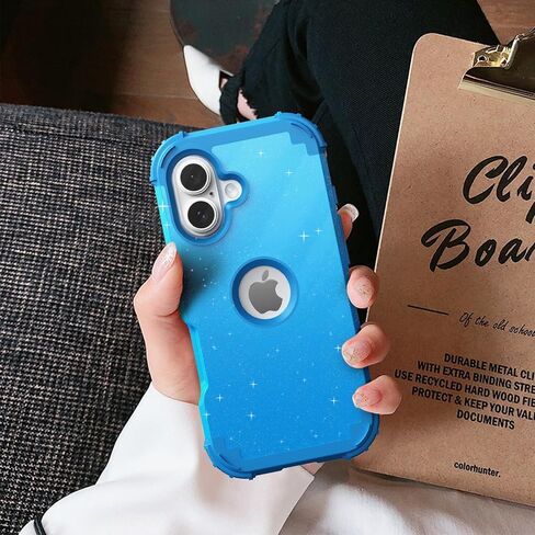 idweel for iPhone 16 case مع حامي الشاشة للرجال ، 3 في 1 في 1 صدمة رفيعة النحافة ، غلاف هجين من أجهزة الكمبيوتر الشخصية الصلبة الناعمة الصدمات الكامل للجسم المضاد للبناء ، Glitter Gray in Kuwait