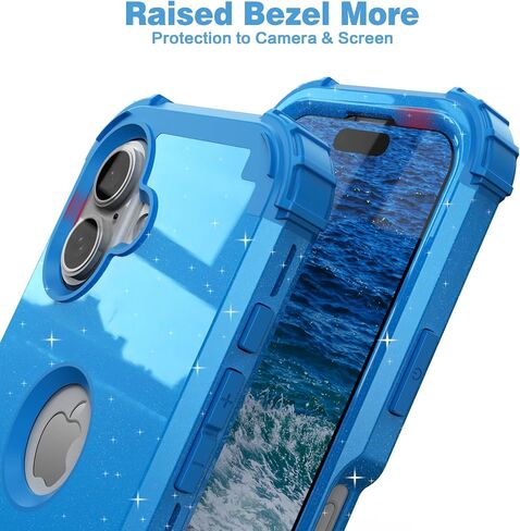 idweel for iPhone 16 case مع حامي الشاشة للرجال ، 3 في 1 في 1 صدمة رفيعة النحافة ، غلاف هجين من أجهزة الكمبيوتر الشخصية الصلبة الناعمة الصدمات الكامل للجسم المضاد للبناء ، Glitter Gray in Kuwait