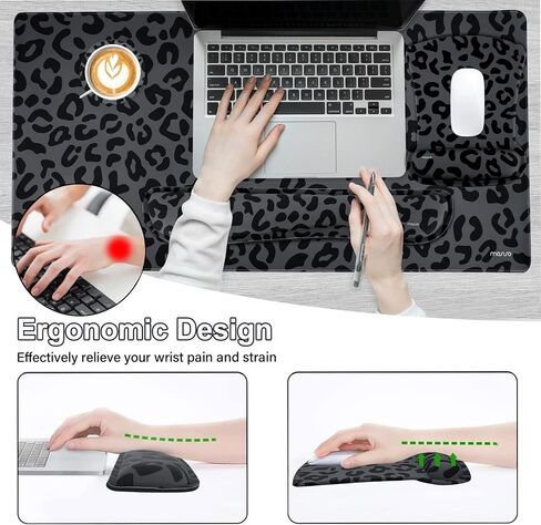 Mossoo Wrist Rest Prepond for Mouse Pad & Keyboard Set ، Mortonomic Large Leopard Lepard Desk Set & Coaster Set ، Mousepad & Pain Reservan in Saudi Arabia