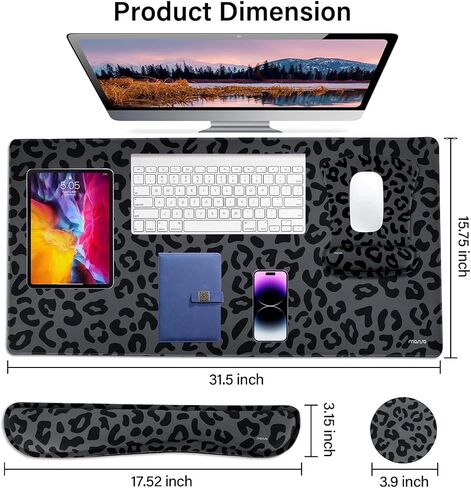 Mossoo Wrist Rest Prepond for Mouse Pad & Keyboard Set ، Mortonomic Large Leopard Lepard Desk Set & Coaster Set ، Mousepad & Pain Reservan in Saudi Arabia