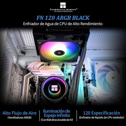 Thermalright FN 120 Argb White Cpu Water Cooler ، نظام تبريد ماء وحدة المعالجة المركزية ، رأس Argb Cold ، مناسب لـ AMD: AM4/AM5 ، Intel LGA 1700/1851/1150/1151/1200 in Kuwait