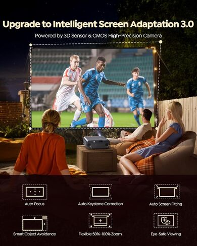 Smart Projector for Netflix with WiFi 6 and 2-Way Bluetooth Portable and Small, Native 1080P Auto Focus & Keystone Home Theater, Portable Movie Projecor in Kuwait