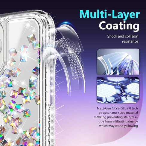 NGB Designed for iPhone 17e/16e Case, Cute Liquid Glitter Pink/Aqua | Tempered Glass Screen Protector, Ring Holder, and Wrist Strap Included in Saudi Arabia