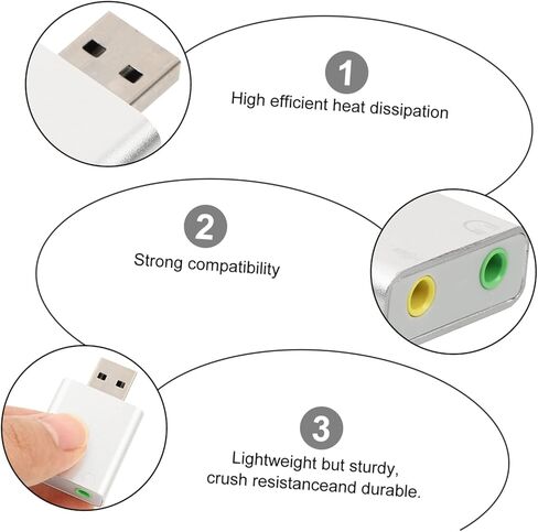 Healifty Aluminum USB External Sound Card Adapter with Headphone and Microphone Jack Channel Stereo Audio Dac Driver USB Audio Interface for Laptop Desktop in Kuwait