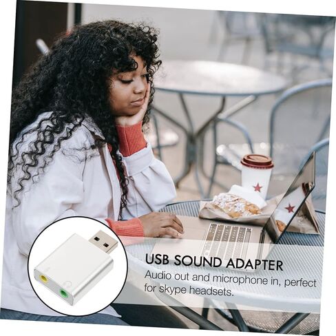 Healifty Aluminum USB External Sound Card Adapter with Headphone and Microphone Jack Channel Stereo Audio Dac Driver USB Audio Interface for Laptop Desktop in Kuwait