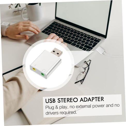 Healifty Aluminum USB External Sound Card Adapter with Headphone and Microphone Jack Channel Stereo Audio Dac Driver USB Audio Interface for Laptop Desktop in Kuwait