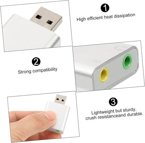 Healifty Aluminum USB External Sound Card Adapter with Headphone and Microphone Jack Channel Stereo Audio Dac Driver USB Audio Interface for Laptop Desktop in Kuwait