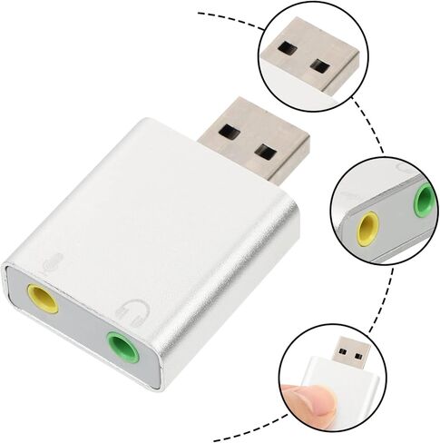 محول بطاقة الصوت الخارجي USB واجهة صوت سليبيو سليبيون مع سماعة رأس وجاك للميكروفون للبث المباشر لأغنية وأغنية فضية in Kuwait