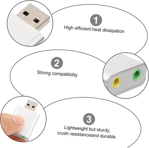 محول بطاقة الصوت الخارجي USB واجهة صوت سليبيو سليبيون مع سماعة رأس وجاك للميكروفون للبث المباشر لأغنية وأغنية فضية in Kuwait