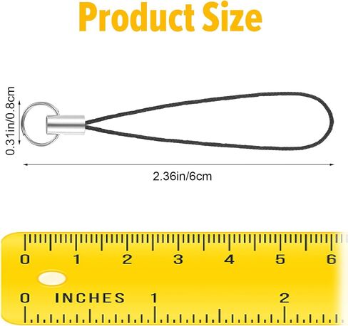 200Pcs Cell Phone Split Ring Strap Detachable Lanyard Phone Ring Strap Phones Charm Cords DIY Lanyard Decorations for Hanging Charms USB Flash Drive MP3 Drive Keychain - Black in Saudi Arabia