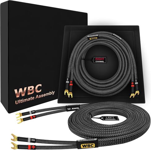 أفضل كابلات في العالم 10 أقدام في نهاية المطاف - 12 AWG - فائقة الكبلات من مكبرات الصوت Audiuphile Hifi مع سدادات Spade و Carbon Tweed سترة in Kuwait