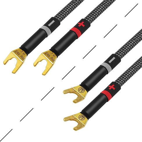 أفضل كابلات في العالم 10 أقدام في نهاية المطاف - 12 AWG - فائقة الكبلات من مكبرات الصوت Audiuphile Hifi مع سدادات Spade و Carbon Tweed سترة in Kuwait