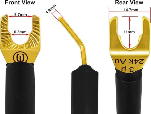 أفضل كابلات في العالم 10 أقدام في نهاية المطاف - 12 AWG - فائقة الكبلات من مكبرات الصوت Audiuphile Hifi مع سدادات Spade و Carbon Tweed سترة in Kuwait