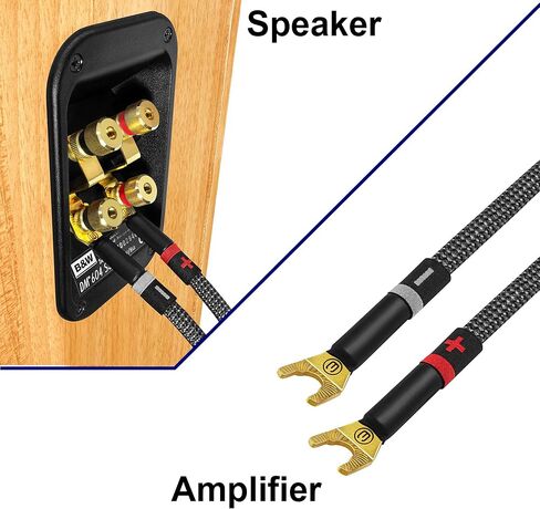 أفضل كابلات في العالم 10 أقدام في نهاية المطاف - 12 AWG - فائقة الكبلات من مكبرات الصوت Audiuphile Hifi مع سدادات Spade و Carbon Tweed سترة in Kuwait