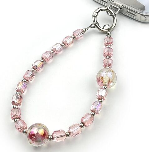 TENOC Crystal Beaded Phone Wrist Strap, Cellphone Bracelet Lanyard, Sparkling Phone Chain for Women, Pink in Saudi Arabia