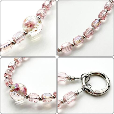 TENOC Crystal Beaded Phone Wrist Strap, Cellphone Bracelet Lanyard, Sparkling Phone Chain for Women, Pink in Saudi Arabia