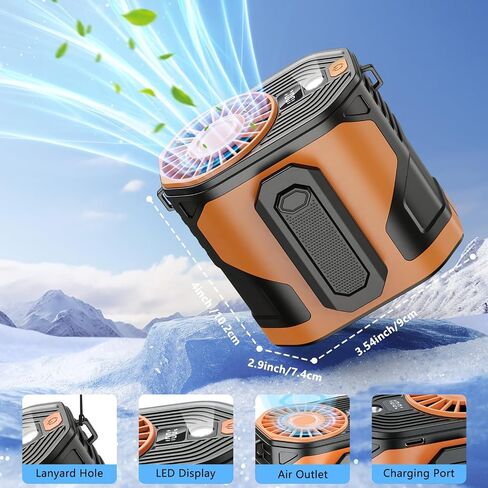 Personal Waist Fan, 10 Speeds Powerful Airflow, Hands-FreeHanging Neck Fan, Portable Rechargeablewith up to 24H+ of Working Time, Wearable Belt Fan for Camping, Outdoor, Jobsite in Saudi Arabia