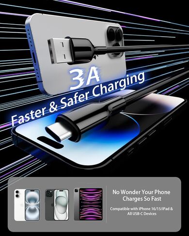 شاحن iPhone طويل 26FT/8M [معتمد من Apple MFi] كابل لايتنينج طويل جدًا لشاحن iPhone سلك نايلون مجدول 2.4 أمبير شاحن سريع iPhone سلك شاحن iPhone/Pad/Pod in Saudi Arabia