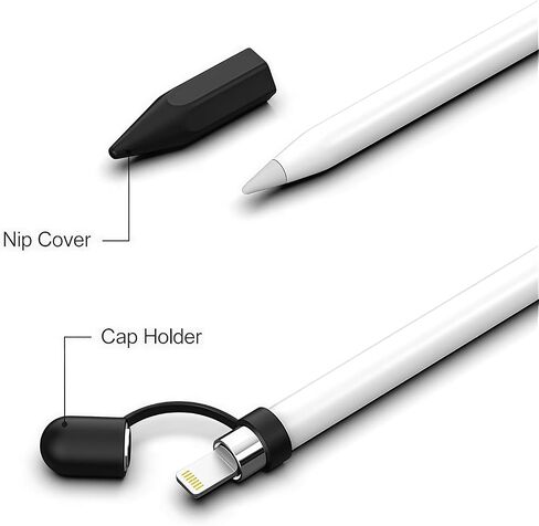 siduater [4-Pack] Silicone Protective Accessories for Apple Pencil 1st Generation, Includes 1 Apple Pencil Cap Replacements, Apple Pencil Cap Holder, Apple Pencil Tip Cover, Adapter Tether, Pink in Kuwait