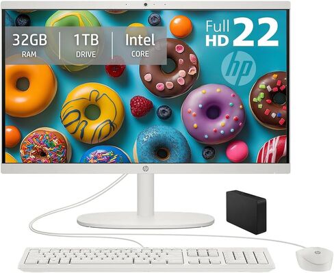 HP - 21.5" Full HD All-in-One - 32GB Memory - 1TB SSD - Intel Celeron - Type-C - Windows 11 - Cashmere White in Saudi Arabia