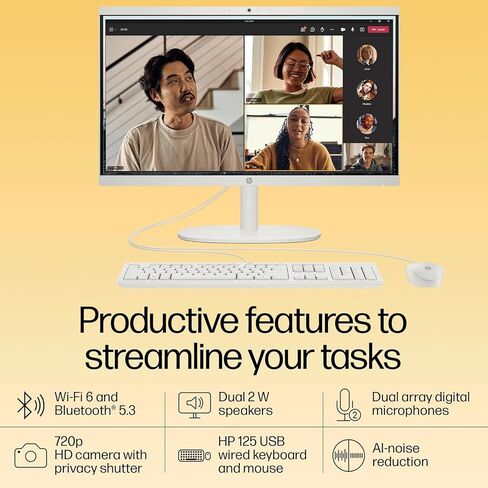 HP - 21.5" Full HD All-in-One - 32GB Memory - 1TB SSD - Intel Celeron - Type-C - Windows 11 - Cashmere White in Saudi Arabia
