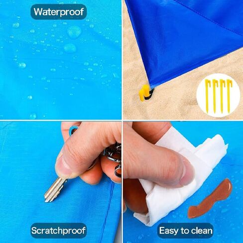 Beach Blanket, Extra Large Sandproof Waterproof Picnic Blanket, Lightweight, Compact, Ideal for Hiking, Camping(Gradient 35 Layers of blu- 79" X 83") in Saudi Arabia