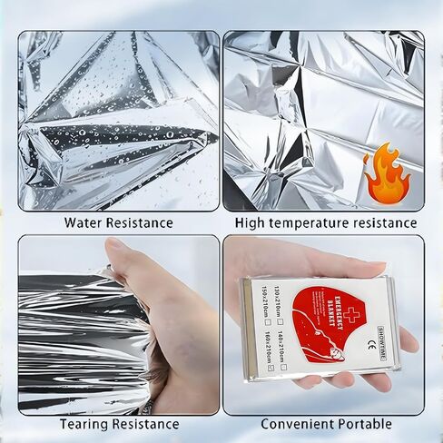 Emergency Blankets for Survival Portable Camping Essentials Space Blanket Survival Set Emergency Kit Fit for Home Outdoor,Hiking,Survival,Kitchen Barbecue,Car,Office,Fireplace in Saudi Arabia