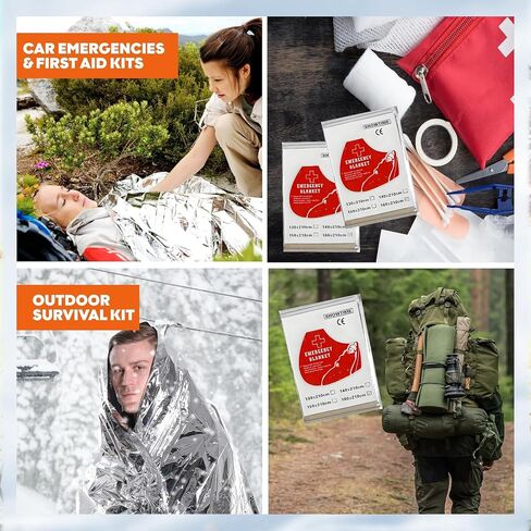 Emergency Blankets for Survival Portable Camping Essentials Space Blanket Survival Set Emergency Kit Fit for Home Outdoor,Hiking,Survival,Kitchen Barbecue,Car,Office,Fireplace in Saudi Arabia