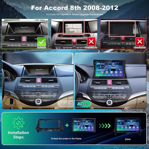 10.2 بوصة (4RAM 64ROM) استبدال استريو لراديو سيارة 5GWIFI للترقية لـ ACCORD 88 2009 2008 2010 2012 2013 Android 13 ، Carplay/Android Auto/FM/AM/RDS/1080P Camera/BT5.4 ((4RAM 64ROM) 1080P) in Saudi Arabia