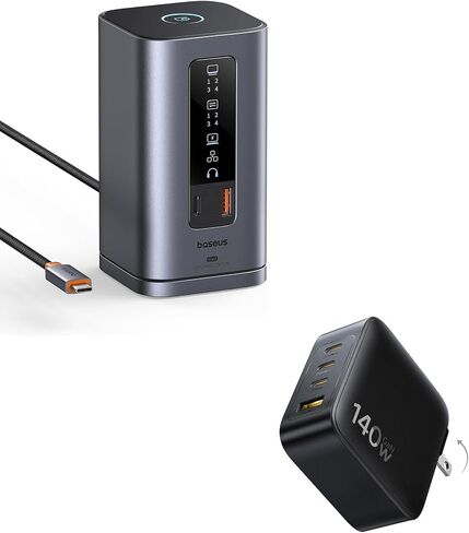 محطة إرساء BASEUS ، زميل في الفضل (WIN) 11 في 1 & BASEUS PD3.1 140W USB C Charger ، PPS FASTRACH TYPE C in Saudi Arabia