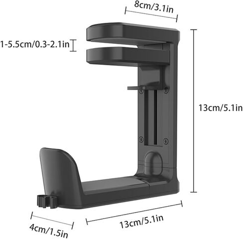 PC Gaming Headset Holder, Upgraded Headphone Stand for Desk,Adjustable Clamp-on Under Desk Hanger, Rotating Headphone Stand & Cable Clip Organizer (Black) in Saudi Arabia