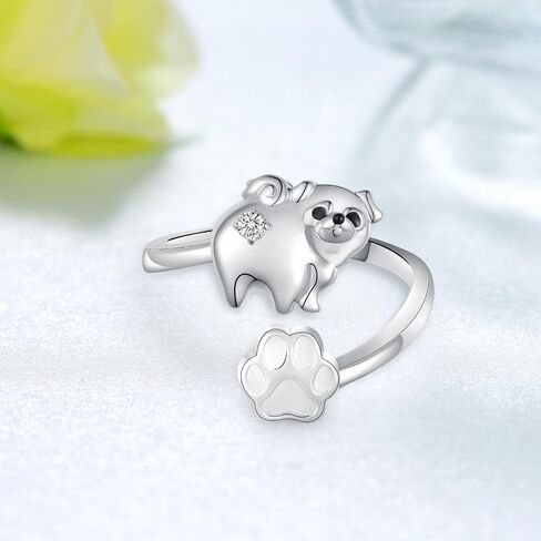 Feijiesi Yorkie Ring 925 Sterling Silver Yorkie Dog Open Ring Yorkie Jewelry Gifts for Women Girls Yorkie Lovers in Saudi Arabia