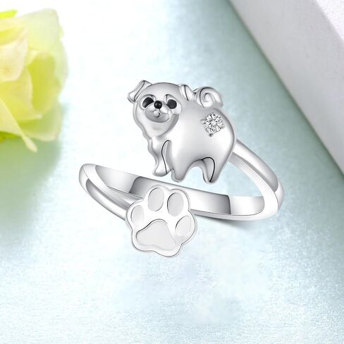 Feijiesi Yorkie Ring 925 Sterling Silver Yorkie Dog Open Ring Yorkie Jewelry Gifts for Women Girls Yorkie Lovers in Saudi Arabia