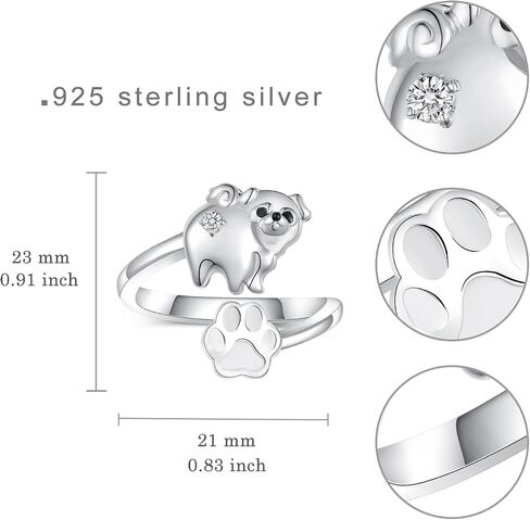 Feijiesi Yorkie Ring 925 Sterling Silver Yorkie Dog Open Ring Yorkie Jewelry Gifts for Women Girls Yorkie Lovers in Saudi Arabia