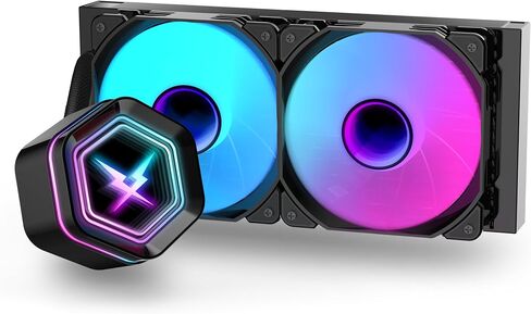 RUIX NC240 ARGB AIO CPU Liquid Cooler, 240mm High-Efficiency CPU Water Cooling with High-Speed Ceramic Bearing Pump, 2X PWM ARGB Fans, Intel LGA 1851/1700/1200/115X/2011, AMD AM5/AM4 - Black in Kuwait