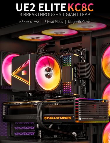 upHere CPU Cooler Air,Dual Tower Cooler with 120mm PWM Fan,8 Heat Pipes for Intel LGA 1851/1700/2011/2066/115X,AM5/AM4/AM3,Black,UE2 Elite K8 in Saudi Arabia