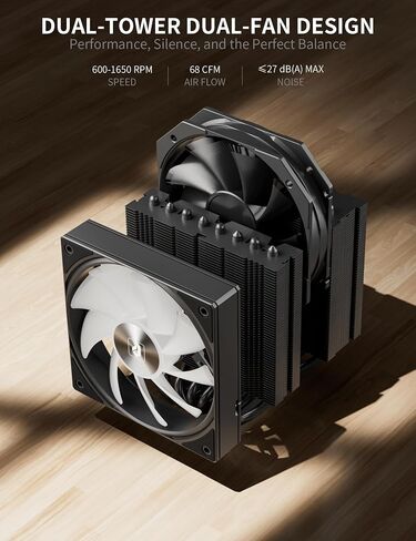 upHere CPU Cooler Air,Dual Tower Cooler with 120mm PWM Fan,8 Heat Pipes for Intel LGA 1851/1700/2011/2066/115X,AM5/AM4/AM3,Black,UE2 Elite K8 in Saudi Arabia