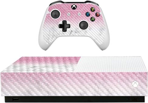 Mayyskins Carbon Carbon Skin for Microsoft Xbox One S All -Digital Edition - Marble Glitz | حماية الألياف الكربون من السهل تطبيق الأنماط وإزالتها وتغييرها | صنع في الولايات المتحدة in Saudi Arabia