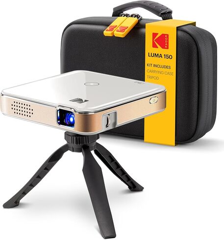 Kodak Luma 150 Wireless Mini Pico Projector Kit ، DLP ، يدعم إدخال 1080 بكسل ، HDMI ، USB & MicroSD ، مع بطارية ومكبر صوت قابلة لإعادة الشحن المدمجة ، وتشمل Tripod & Travel Case in Saudi Arabia