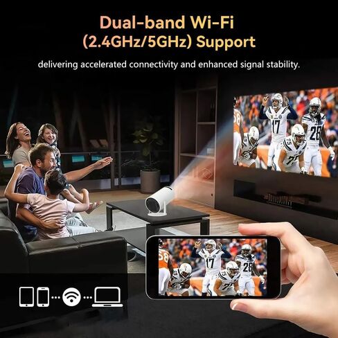 Mini Projector, 4K 1080P Support Video Projector,Portable Projctor with Dual Band WIFI6 Bluetooth 5.2 180° Rotatable, Android 13.0 Auto Keystone Correction 150" Screen Movie Projector in Saudi Arabia