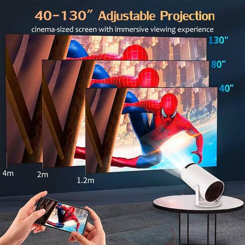 Mini Projector, 4K 1080P Support Video Projector,Portable Projctor with Dual Band WIFI6 Bluetooth 5.2 180° Rotatable, Android 13.0 Auto Keystone Correction 150" Screen Movie Projector in Saudi Arabia