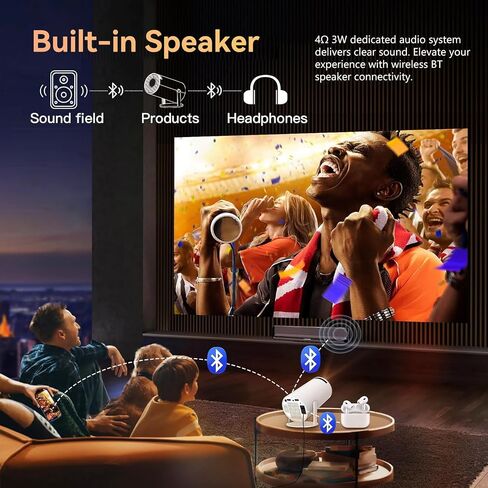 Mini Projector, 4K 1080P Support Video Projector,Portable Projctor with Dual Band WIFI6 Bluetooth 5.2 180° Rotatable, Android 13.0 Auto Keystone Correction 150" Screen Movie Projector in Saudi Arabia