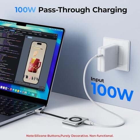 RayCue 2-in-1 USB C Hub, USB C to HDMI Adapter with HDMI 4K@60Hz & 100W PD Charging - Adapter for Laptop, MacBook, IPad (USB-C), iPhone 15/16, Tablets, Switch in Kuwait