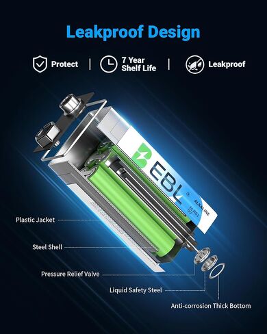 EBL 9V Batteries 8 Pack, Alkaline Power 9 Volt Battery with 7-Year Shelf Life Long-Lasting Batteries for Smoke Detector, Electronics Device in Saudi Arabia