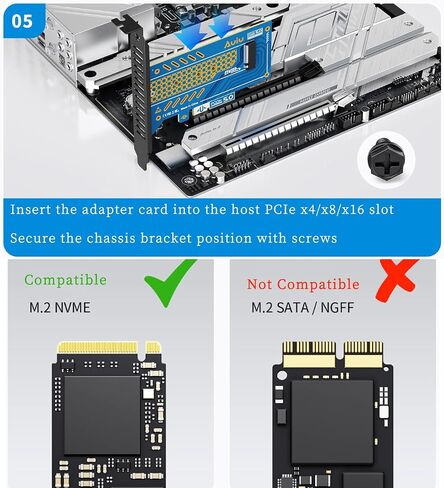 PCIE to M.2 NVMe B+M Key Expansion Card High Speed Support NVMe 2230 2240 2260 2280 SSD Support PCIe X4 X8 X16 (PCIe4.0 x4 Card) in Saudi Arabia