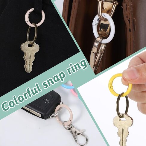 34 PCS Spring Spring O Rings Metal Carabiner Clip Round Carabiner Snap Buckle 1in / 25mm Spring Keyring لحقيبة يد مفاتيح المفاتيح (17 لونًا) in Kuwait