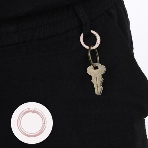 34 PCS Spring Spring O Rings Metal Carabiner Clip Round Carabiner Snap Buckle 1in / 25mm Spring Keyring لحقيبة يد مفاتيح المفاتيح (17 لونًا) in Kuwait