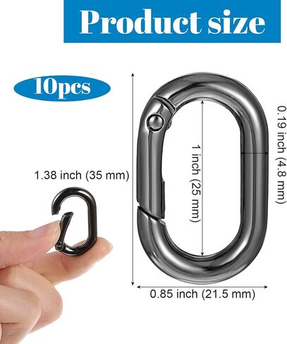 1 Inch Oval Carabiner, 10Pack Small Metal Carabiner Clip,O Rings Spring Snap Hook, Purse Keychain Replacement for Lanyard Keychain, Car Key Rings Hook, Outdoor Camping Fishing Wallet, Dog Tag Clips in Saudi Arabia