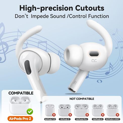 4 أزواج لـ Apple Airpods Pro 2nd Gend Aear Hooks ، Silicone Anti-Slip for Airpods Pro Ear Hook مع حقيبة تخزين ، مجموعة تنظيف ، Carabiner in Kuwait